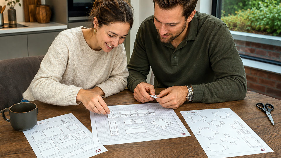 Een nieuwe keuken samenstellen aan de hand van een technische 2D plattegrond